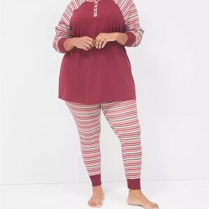 Comfy Cotton Tunic Henley & Legging PJ Set Lane Bryant 26/28